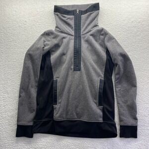 Lululemon Sweater Womens 8 Gray Fleece 1/2 Zip Pull Over front pocket Active Fit